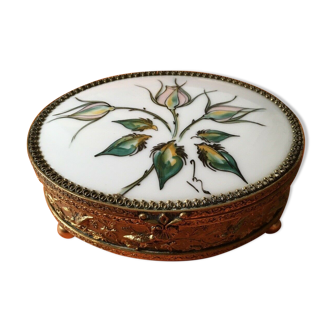 Limoges porcelain jewellery box hand-painted and hand-signed Monique St Marc