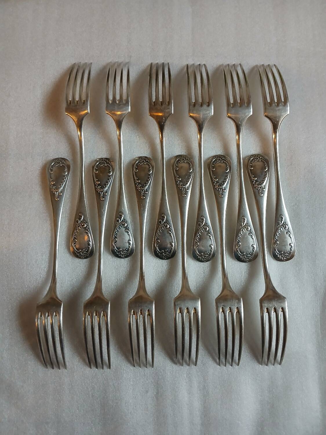 24 antique silver-plated cutlery sets