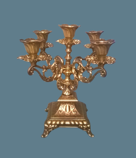 Chandelier five lights quadripod in golden regulator ~ late nineteenth