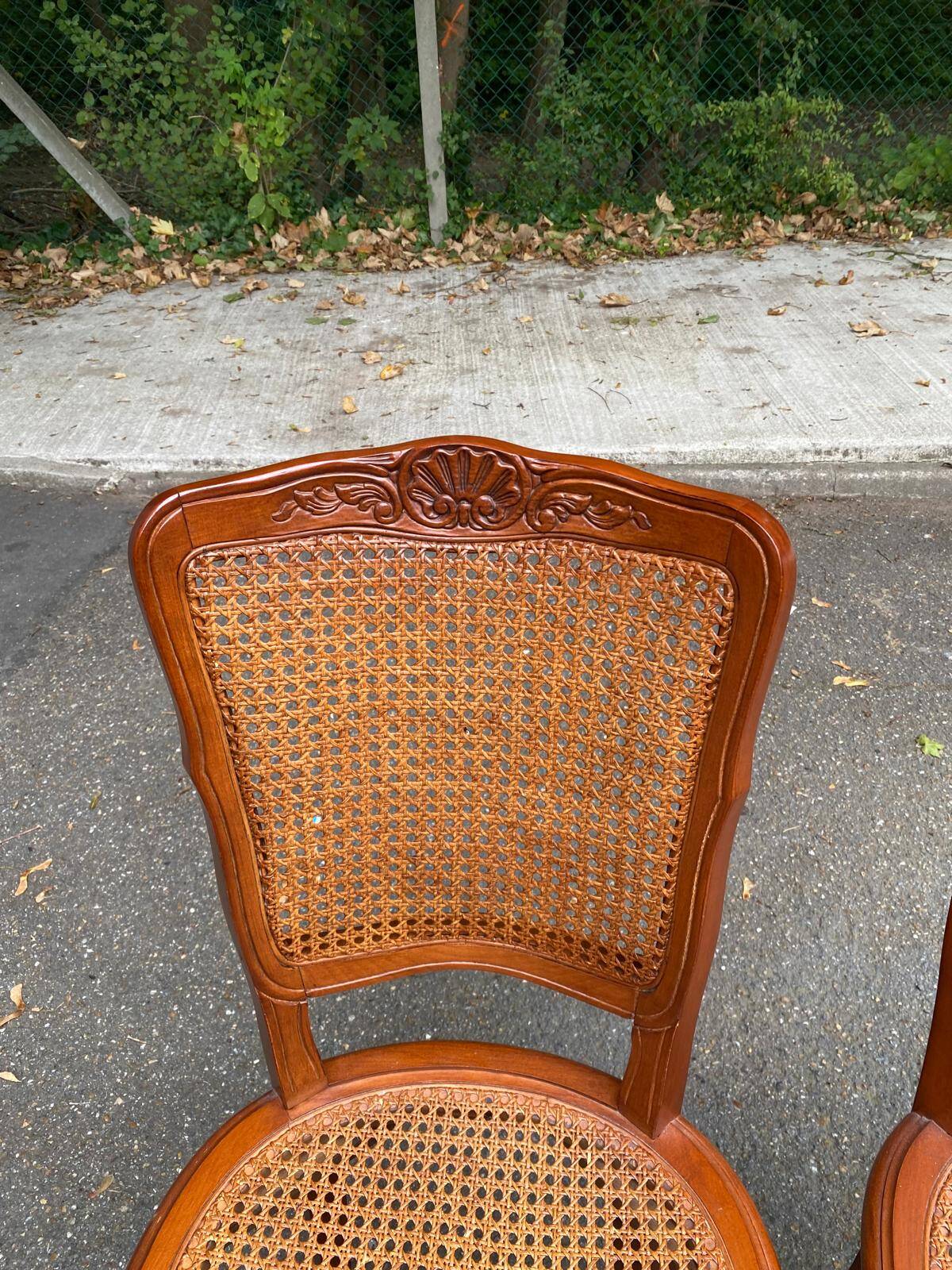 2 Louis XV style caned chairs in solid wood, 20th century
