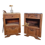 Pair of art deco oak bedside tables
