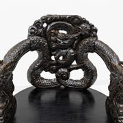 Pair of Chinese Qing Dynasty Carved Dragon Armchairs,Ebonized Hardwood,19th