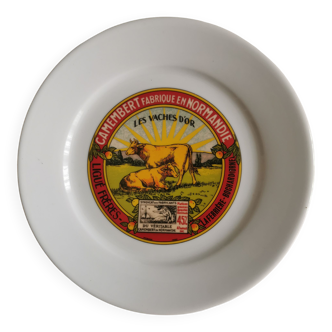 Advertising plate Camembert President. Limoges porcelain - Apilco. Signed Yves Deshoulières.