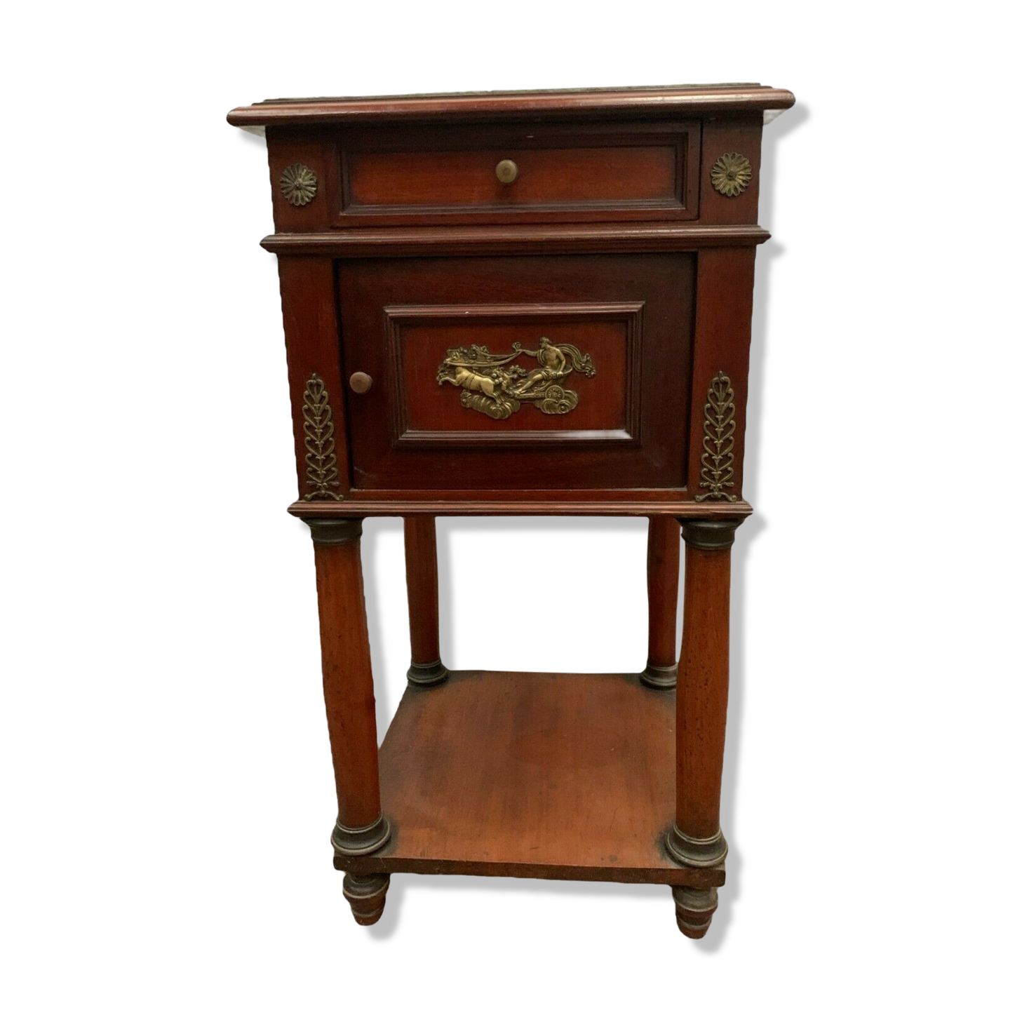 Empire style mahogany bedside table