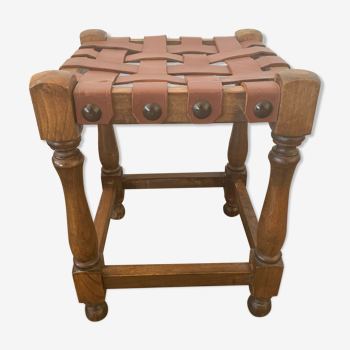 Leather braid stool