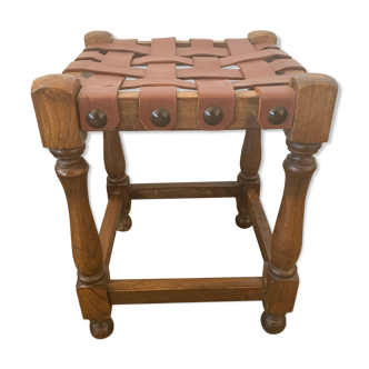 Leather braid stool