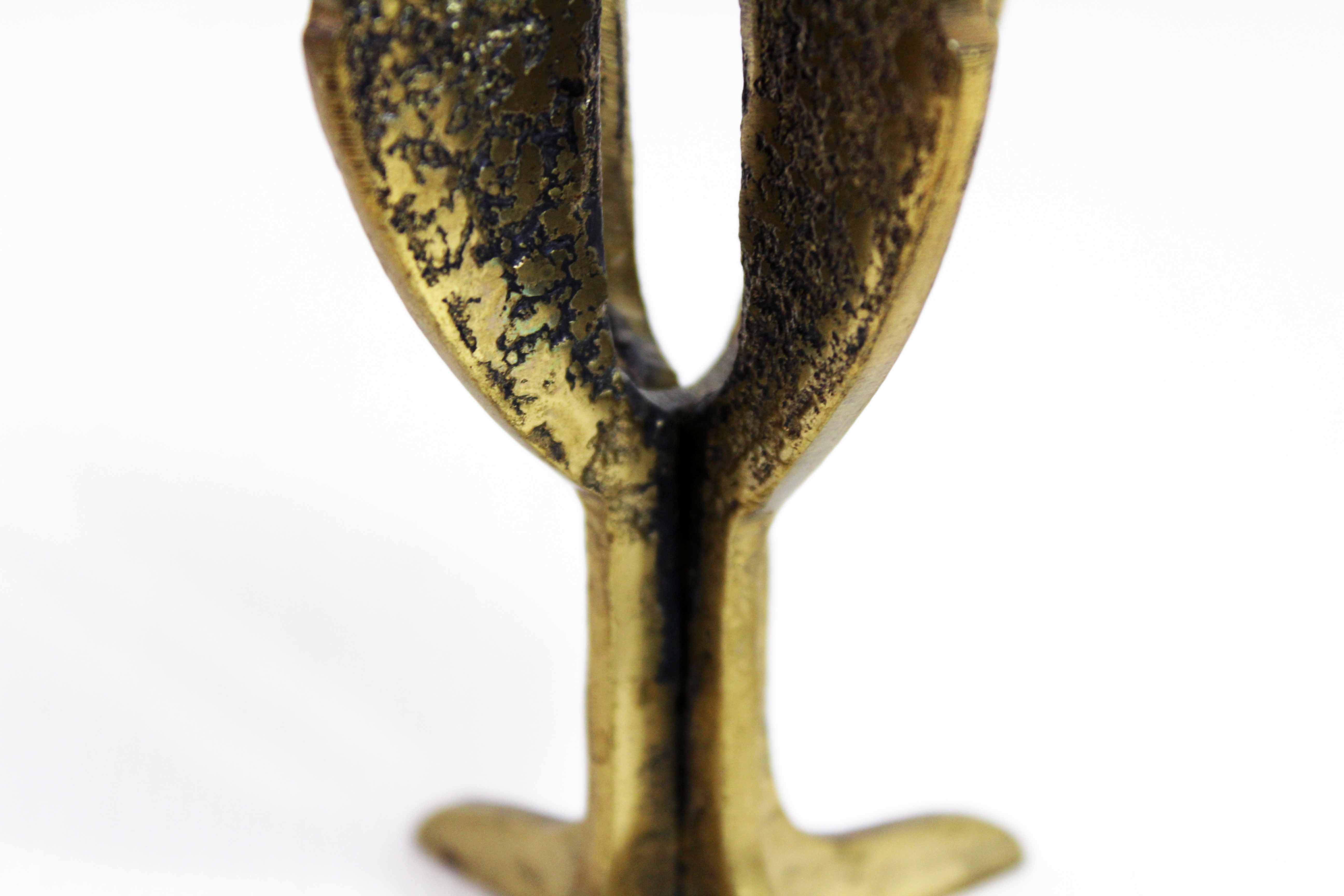 Brutalist bronze candle holder