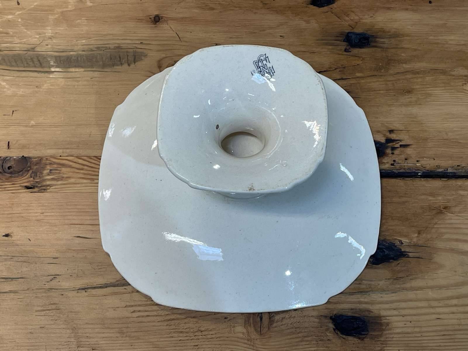 Gien earthenware fruit bowl with Mascaron decoration - early 20th century