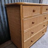 Commode osier rotin vintage
