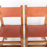 Set of 6 chairs in elm and leather Maison Regain edition