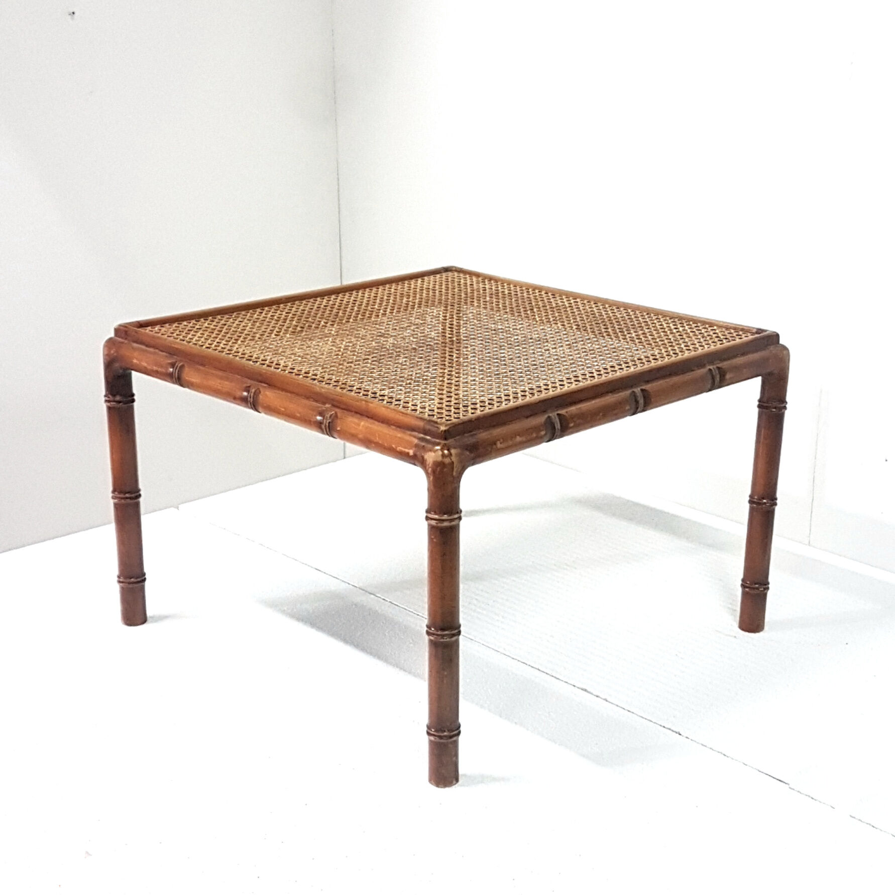 Mid century faux bamboo and rattan side table, 1960s