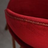 Mid-century toilet chair in oak and red velvet, by a Danish cabinetmaker, 1950s.