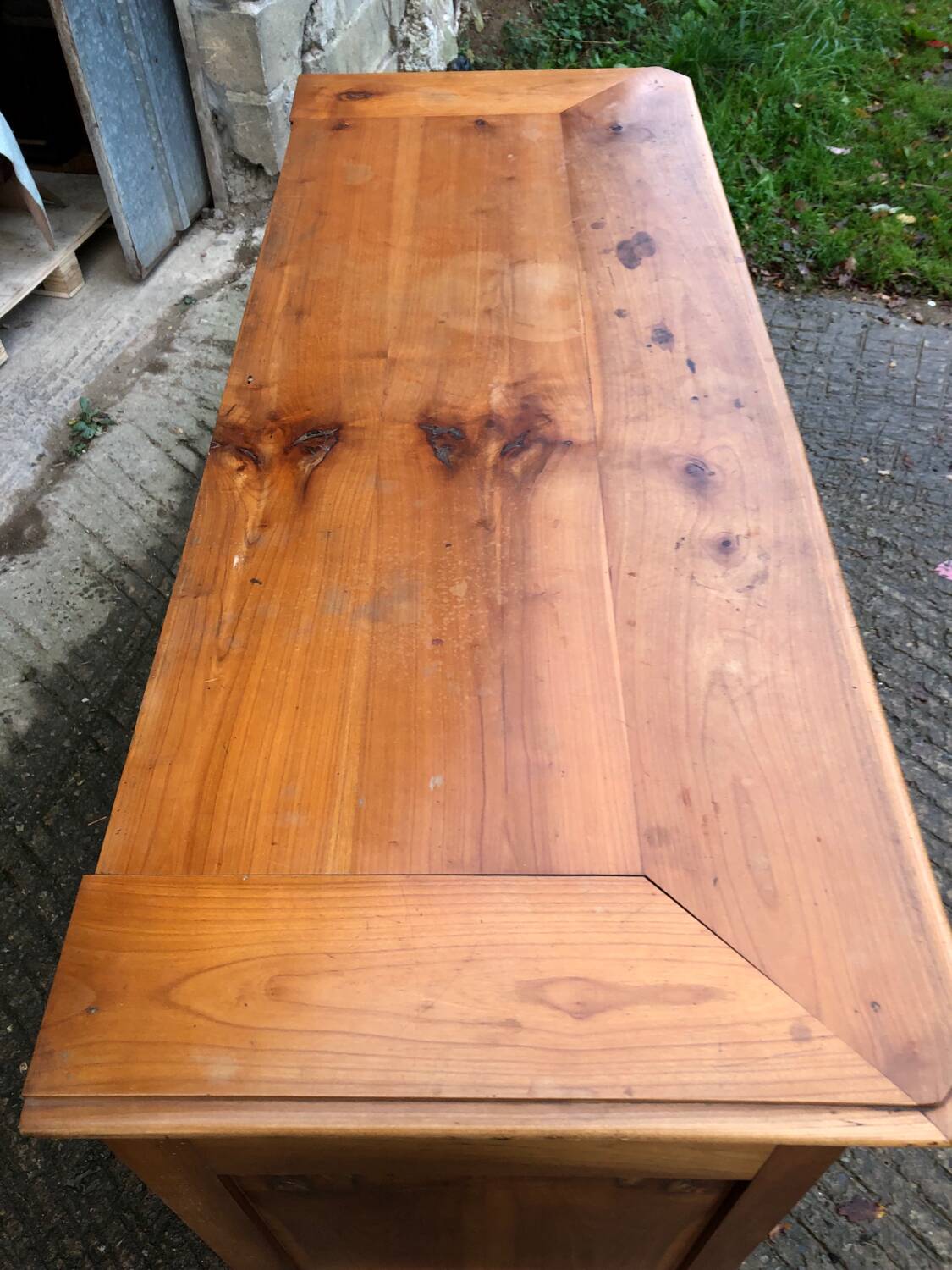 Antique low sideboard in solid cherry wood