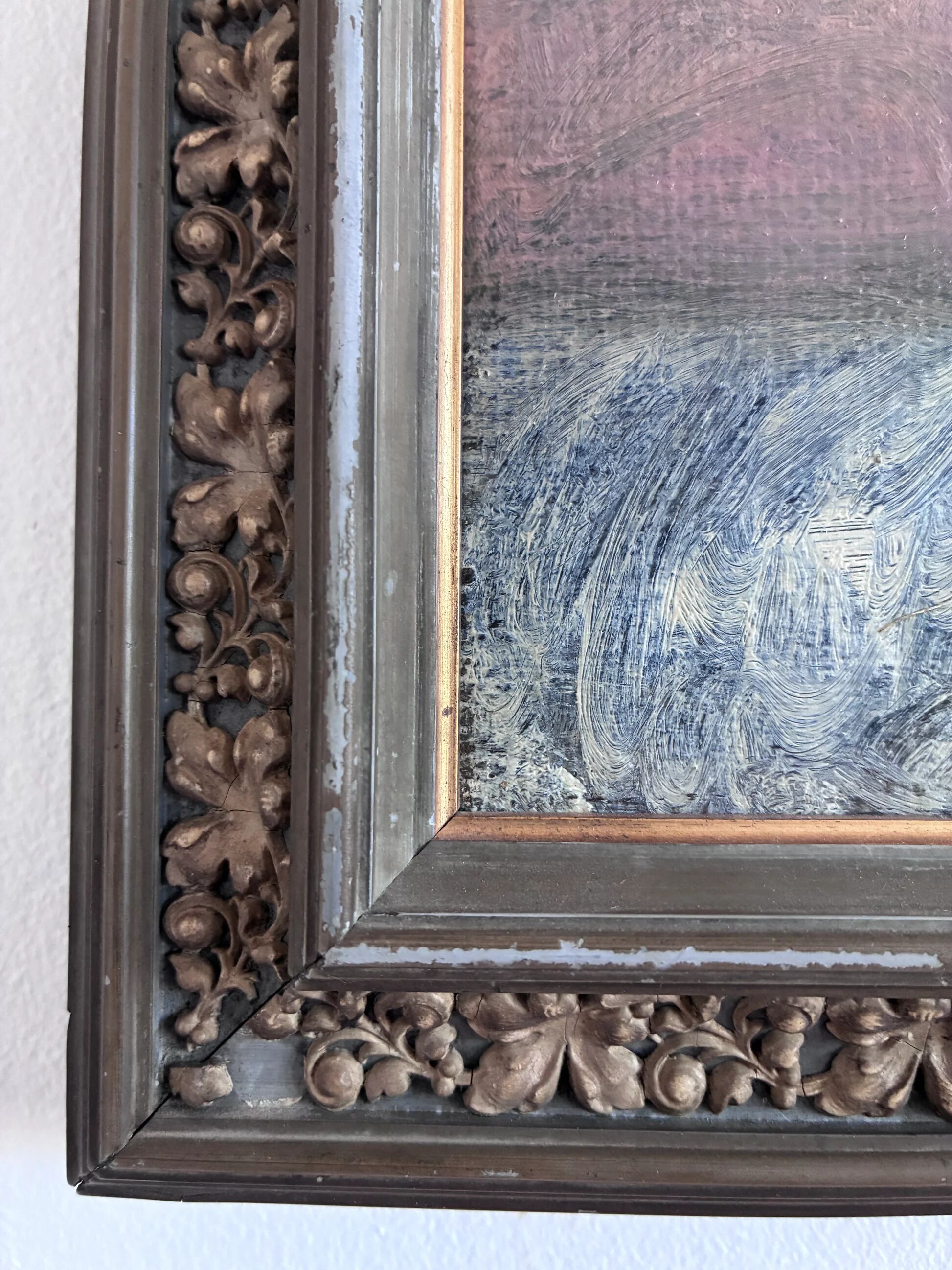 Vintage original flower oil painting, flower still life art