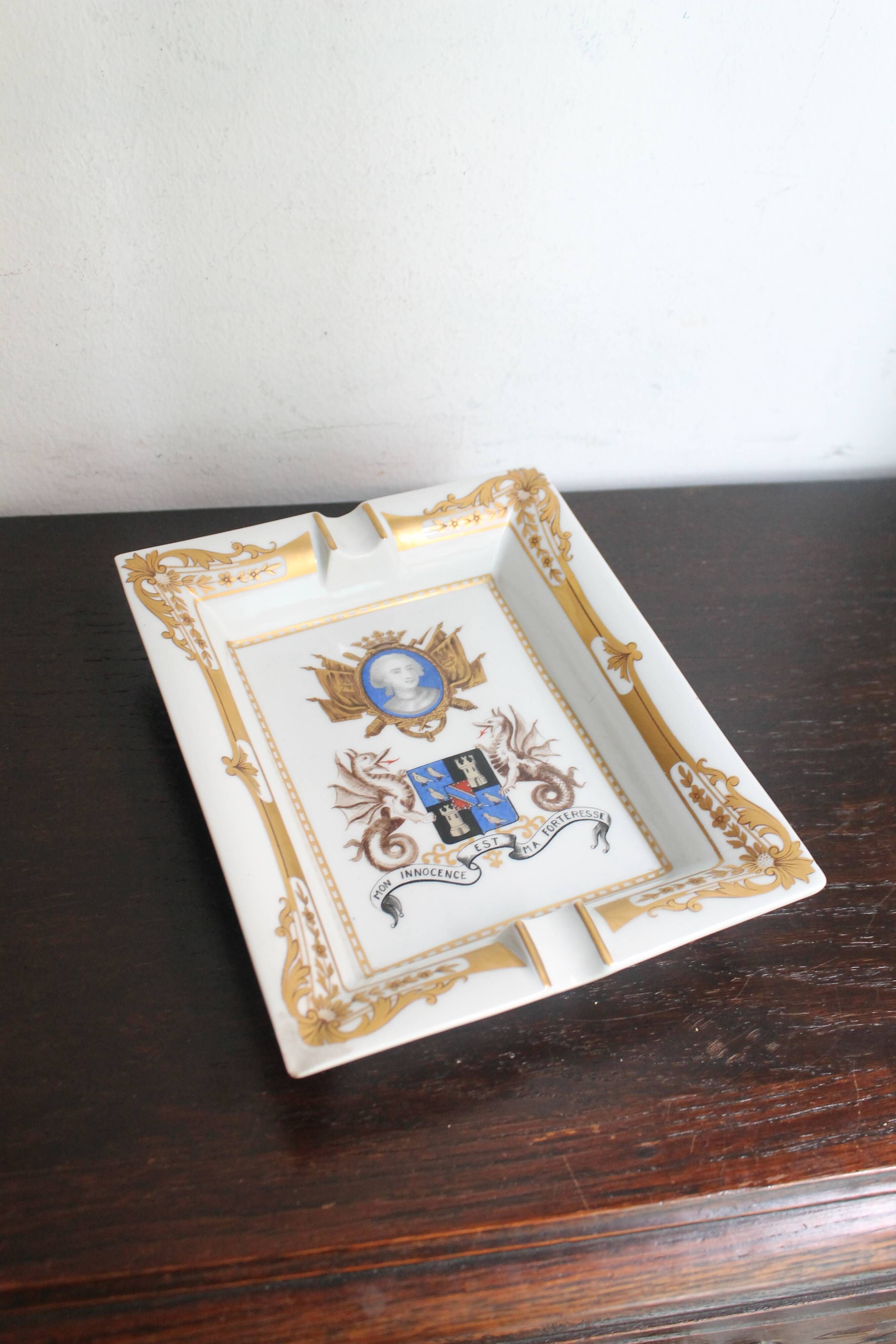 Hermès porcelain vide-poche from Limoges depicting the Marquis de Montc.