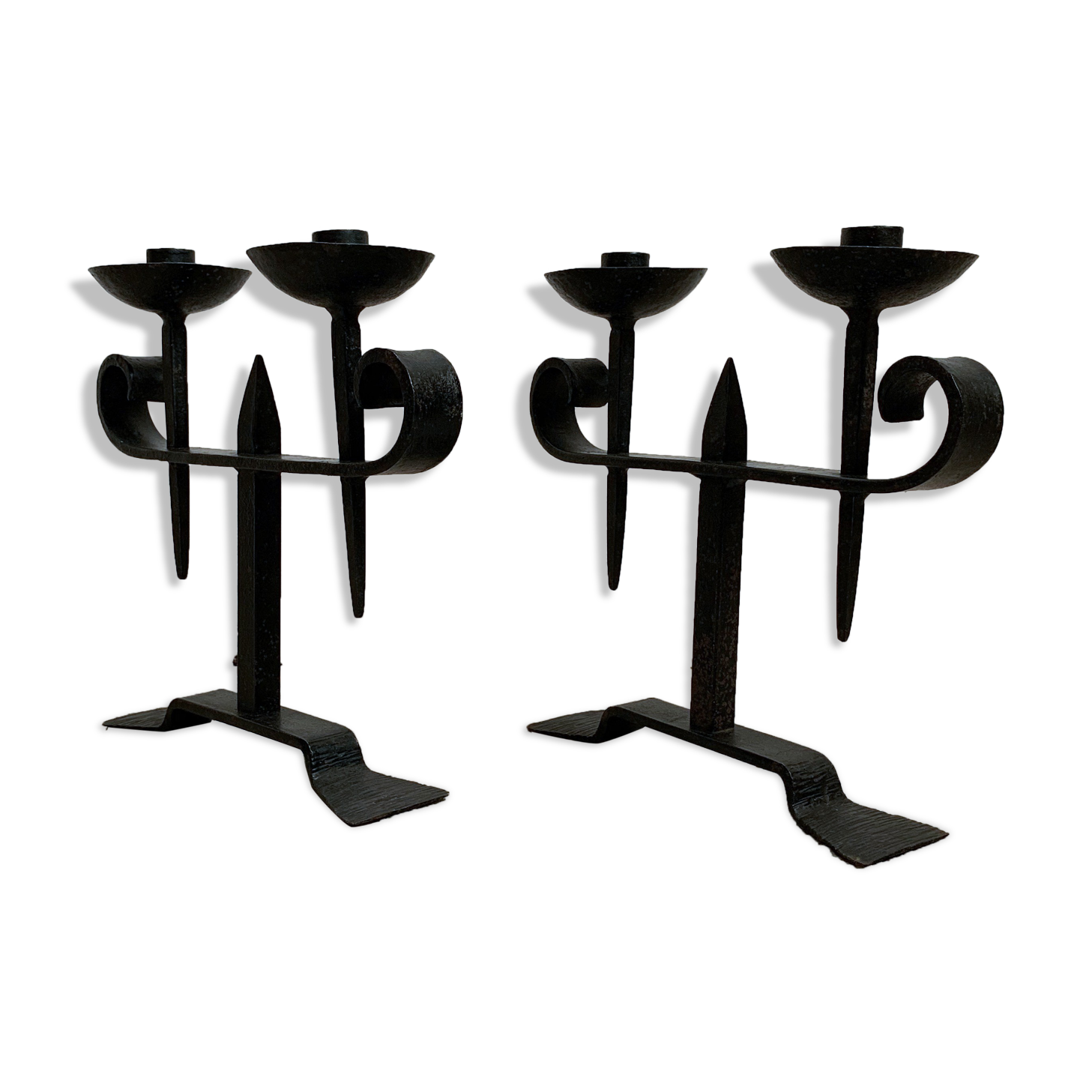 Paire de chandeliers fer forgé 2 lumières
