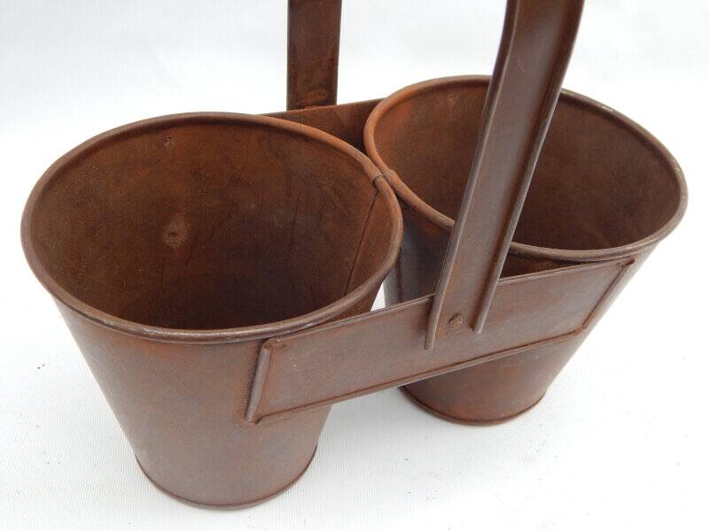 Double pot with metal handle hidden pot indian brocante