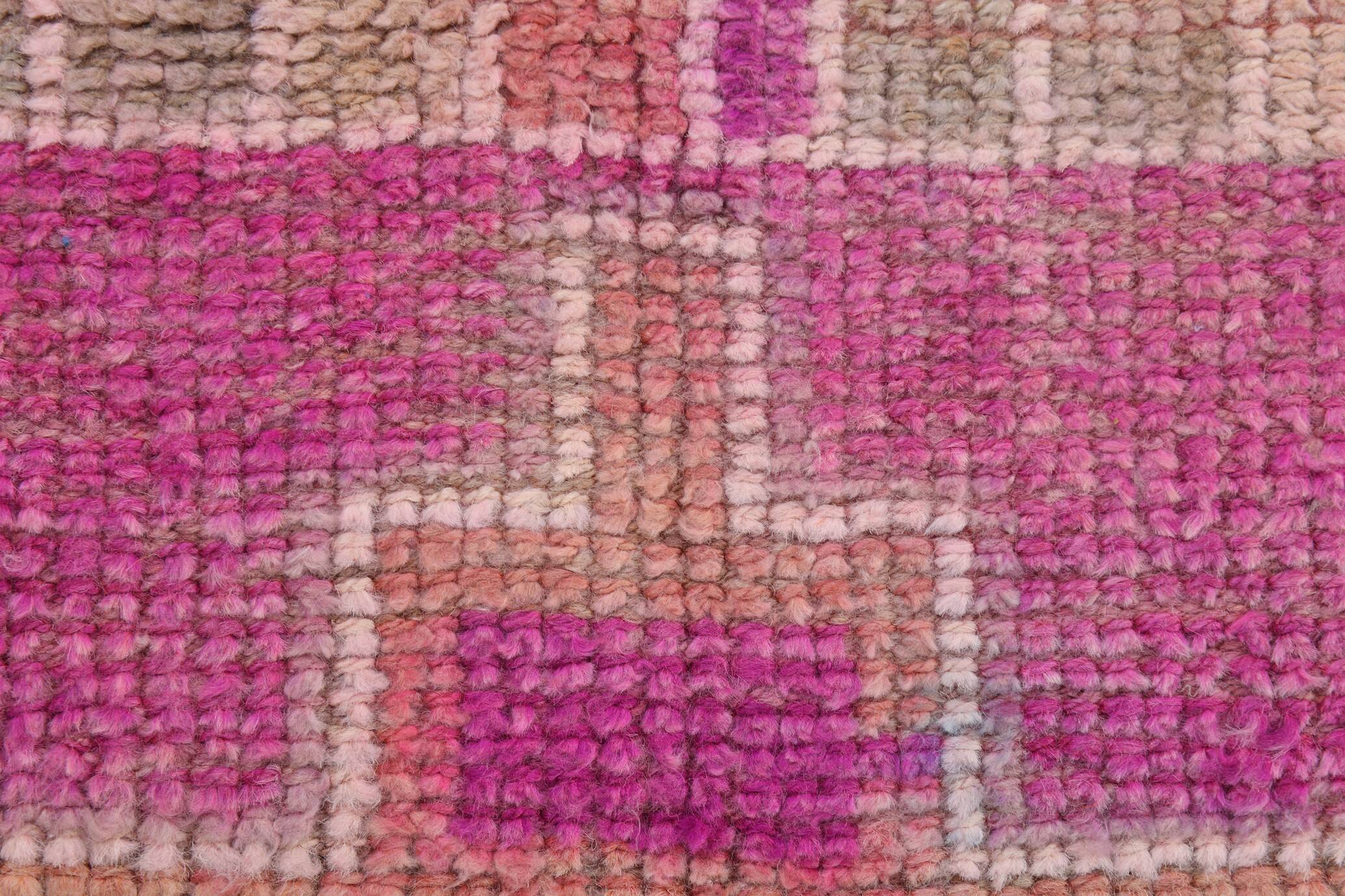Faded Pink Geometric Style Vintage Runner Rug, Rug For Kitchen, 87x302