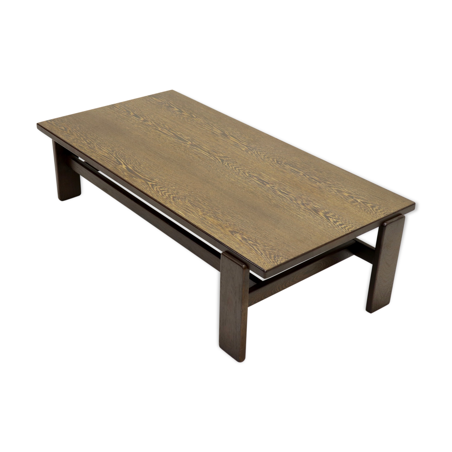 Asymmetrical solid Wenge wooden coffee table 1960s
