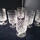 6 Verres à eau ou grands verres à vin Cristallin  Décor croisillons