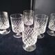 6 water glasses or large crystal wine glasses with a crosshatch design.