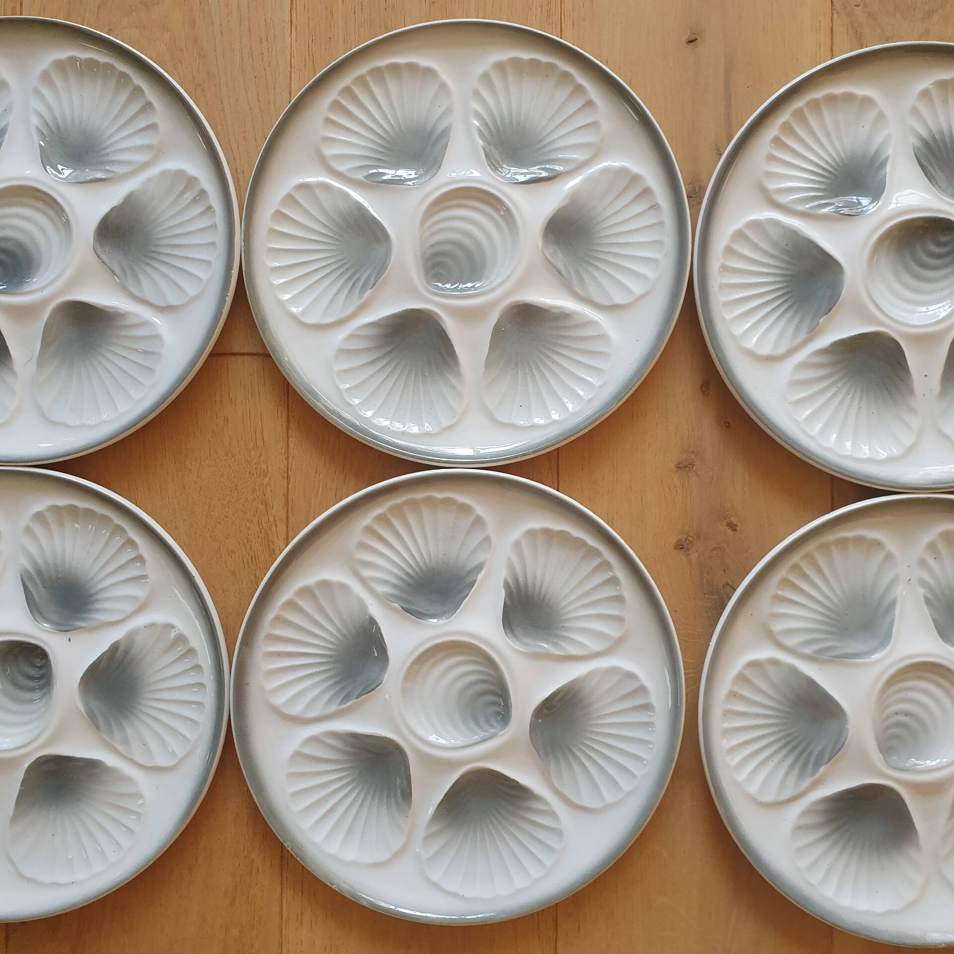 6 assiettes à huîtres Moulin des Loups