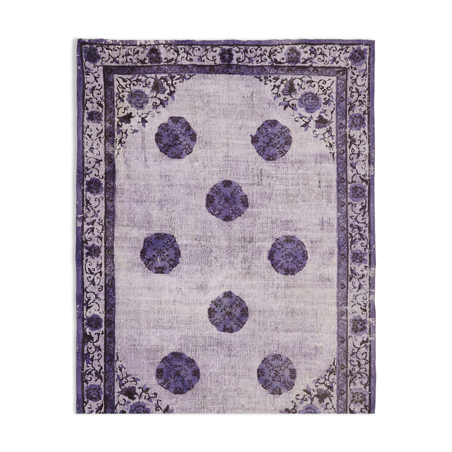 Hand-knotted antique oriental 1970s 216 cm x 320 cm purple carpet
