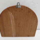 Old mail rack in wood and honey-colored rattan