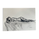 Black monochrome watercolor of a reclining woman signed