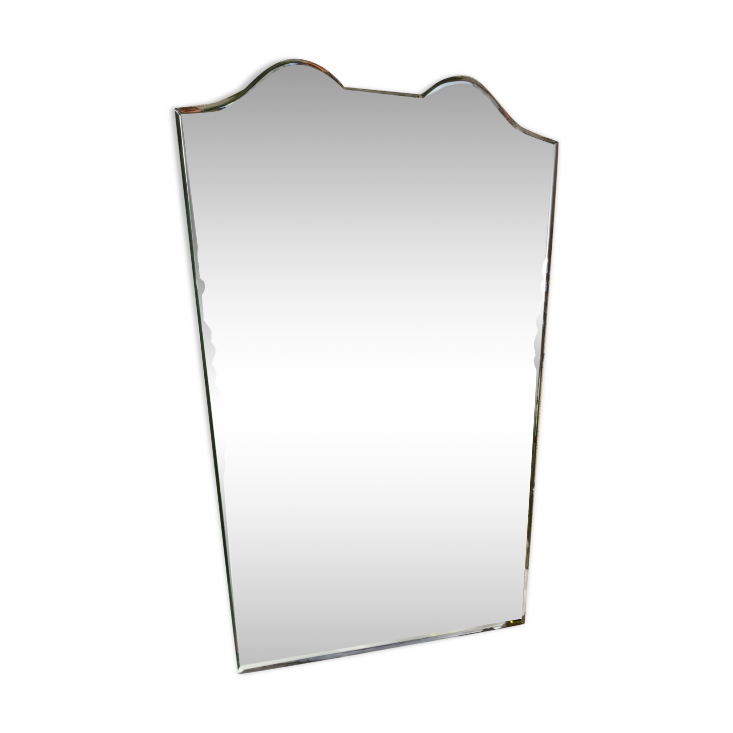 Bevelled mirror trapeze two waves at the top