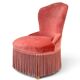 Vintage pink velvet fringed armchair