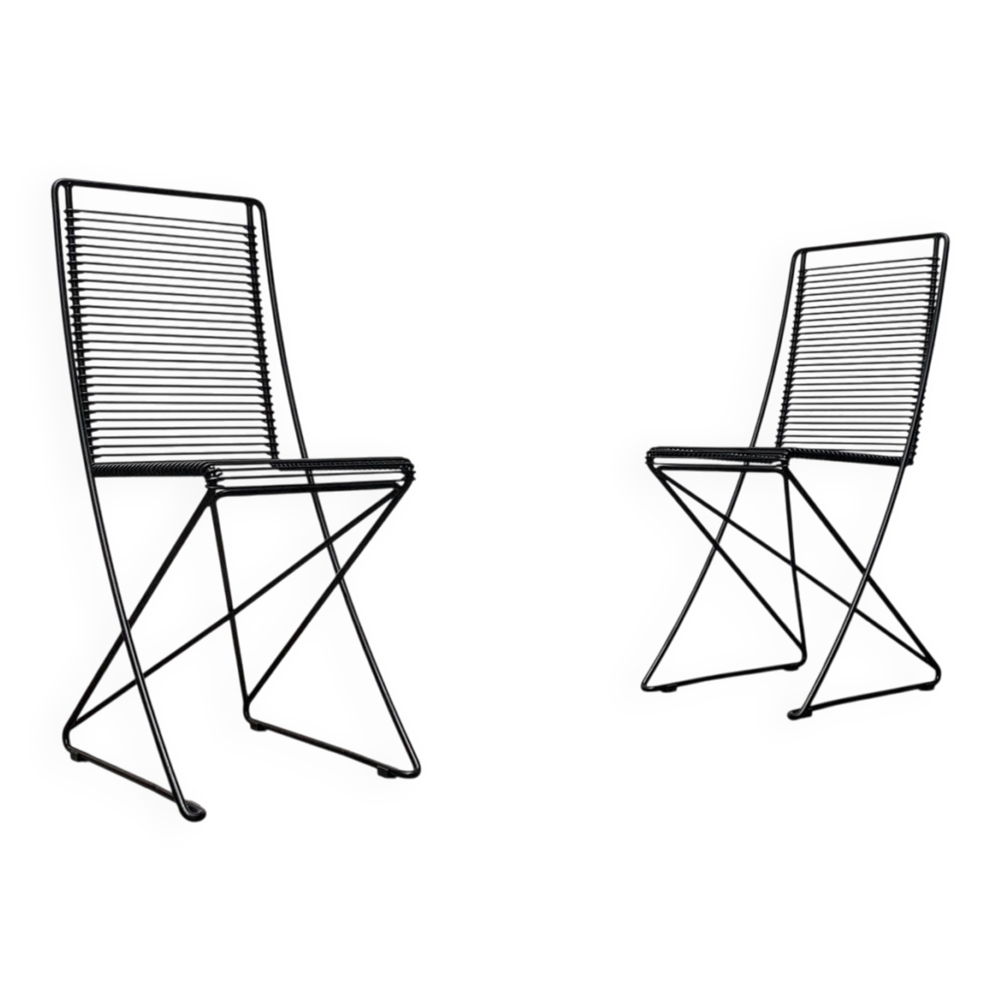 Set of black postmodern Kreuzschwinger chairs by Till Behrens for Schlubach, 1980s.