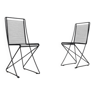 Set of black postmodern Kreuzschwinger chairs by Till Behrens for Schlubach, 1980s.