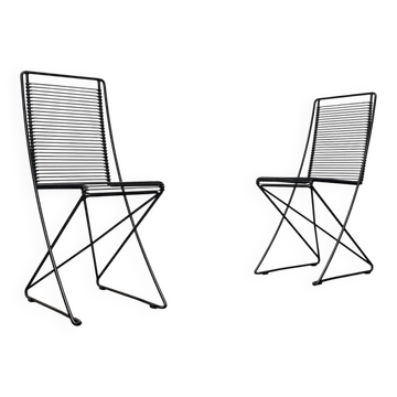 Set of black postmodern Kreuzschwinger chairs by Till Behrens for Schlubach, 1980s.