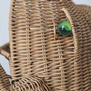 Vintage rattan frog magazine rack