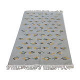 Tapis gris à motifs multicolores fait main traditionnel  180x120cm