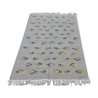 Tapis gris à motifs multicolores fait main traditionnel  180x120cm