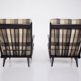 Paire de fauteuils laqués noirs 1950s