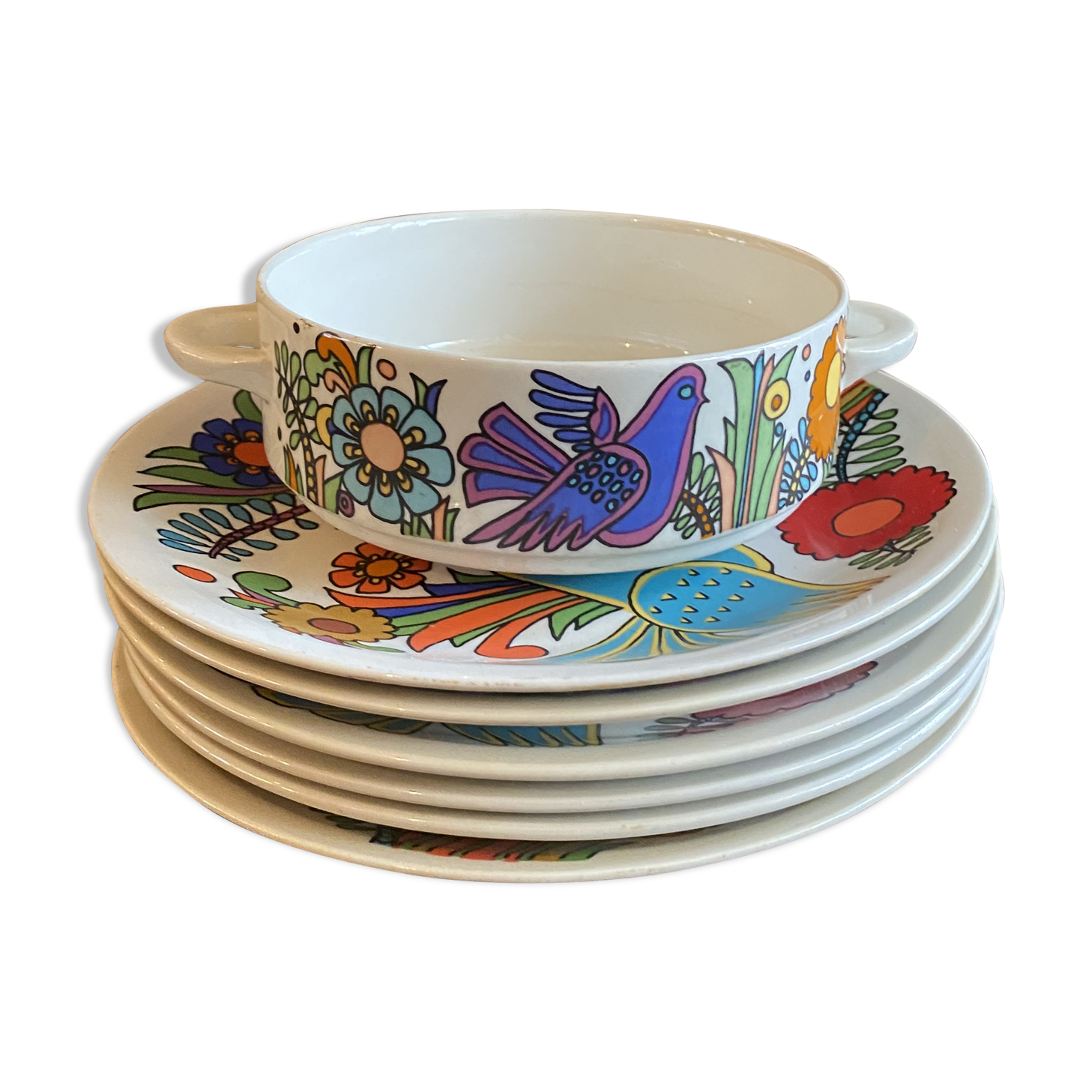 Set of 6 soup cup and sauser by Villeroy and Boch “Acapulco“