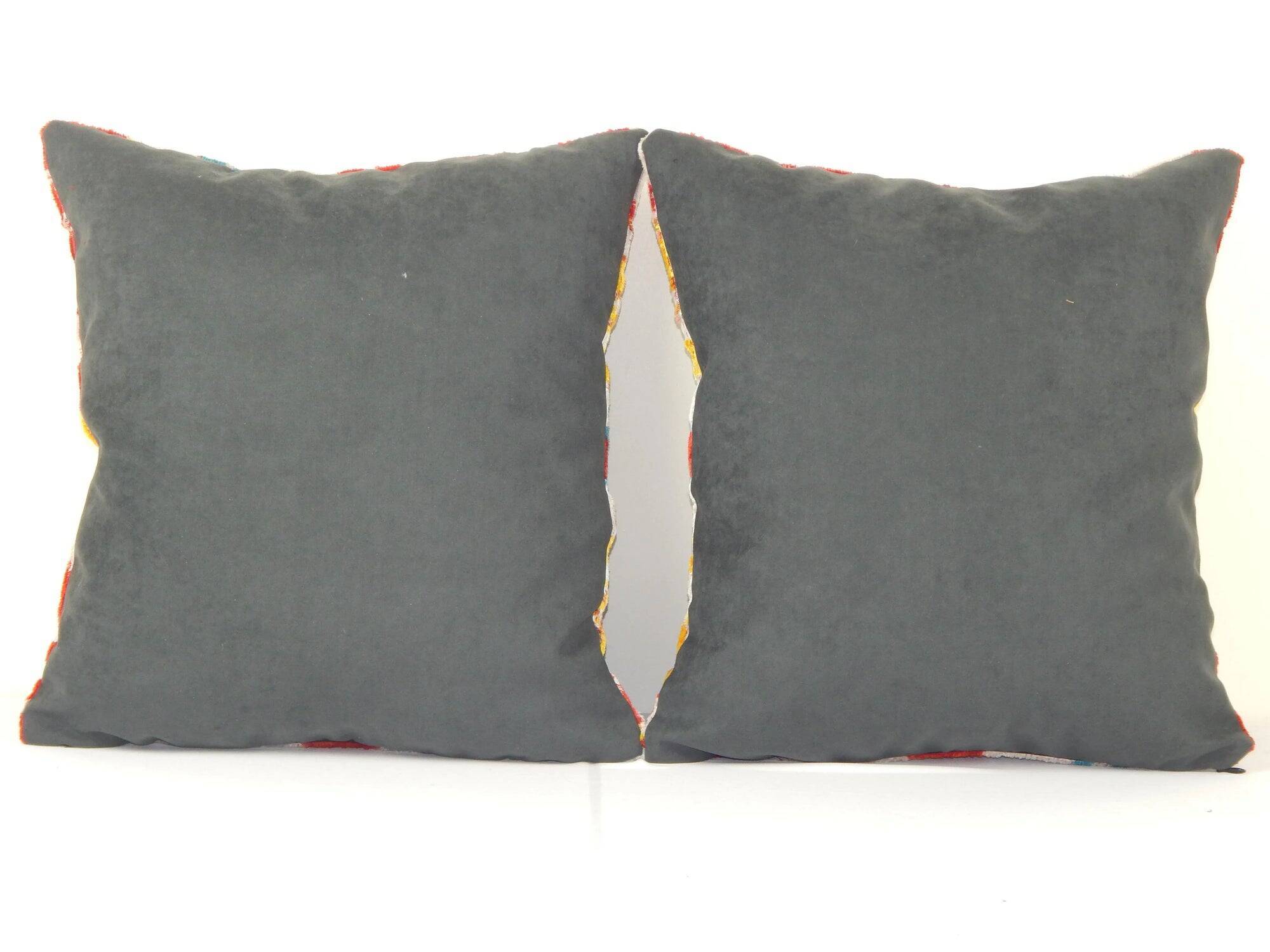 Set of 2 vintage ikat cushion covers 41x41 cm
