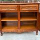 Louis XV buffet in cherry wood and shiny marquetry with 2 doors and 2 drawers