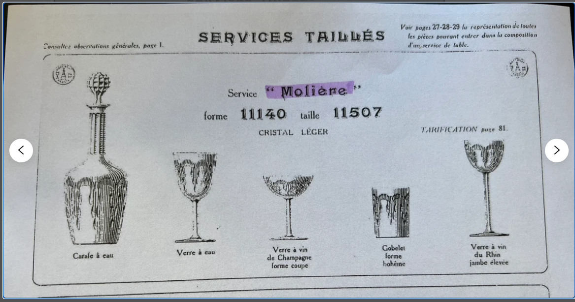 Baccarat Old Crystal Glasses Service Moliere (20pcs) 1916