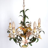 Italian metal flower chandelier, 1960s