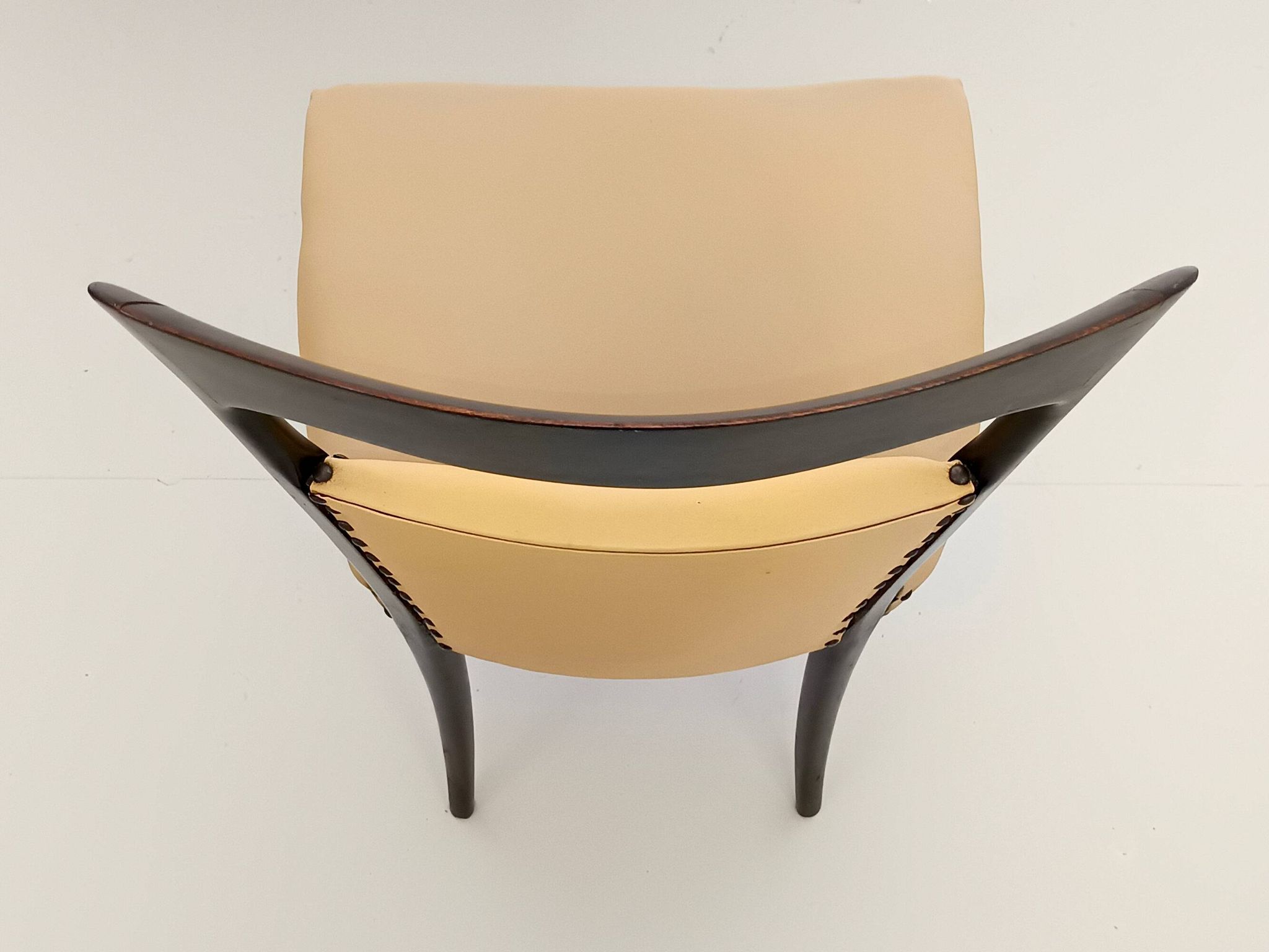 Set of Six Beige Skai Dining Chairs Ascr. to Melchiorre Bega, Italy