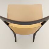 Set of Six Beige Skai Dining Chairs Ascr. to Melchiorre Bega, Italy