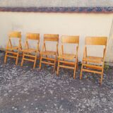 5 vintage wooden folding chairs