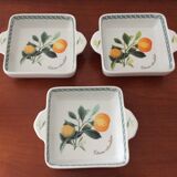 Set of 3 square plates of Tognana porcelain presentation