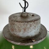 Green Enamel and Cast Iron Industrial Pendant Light, 1960s