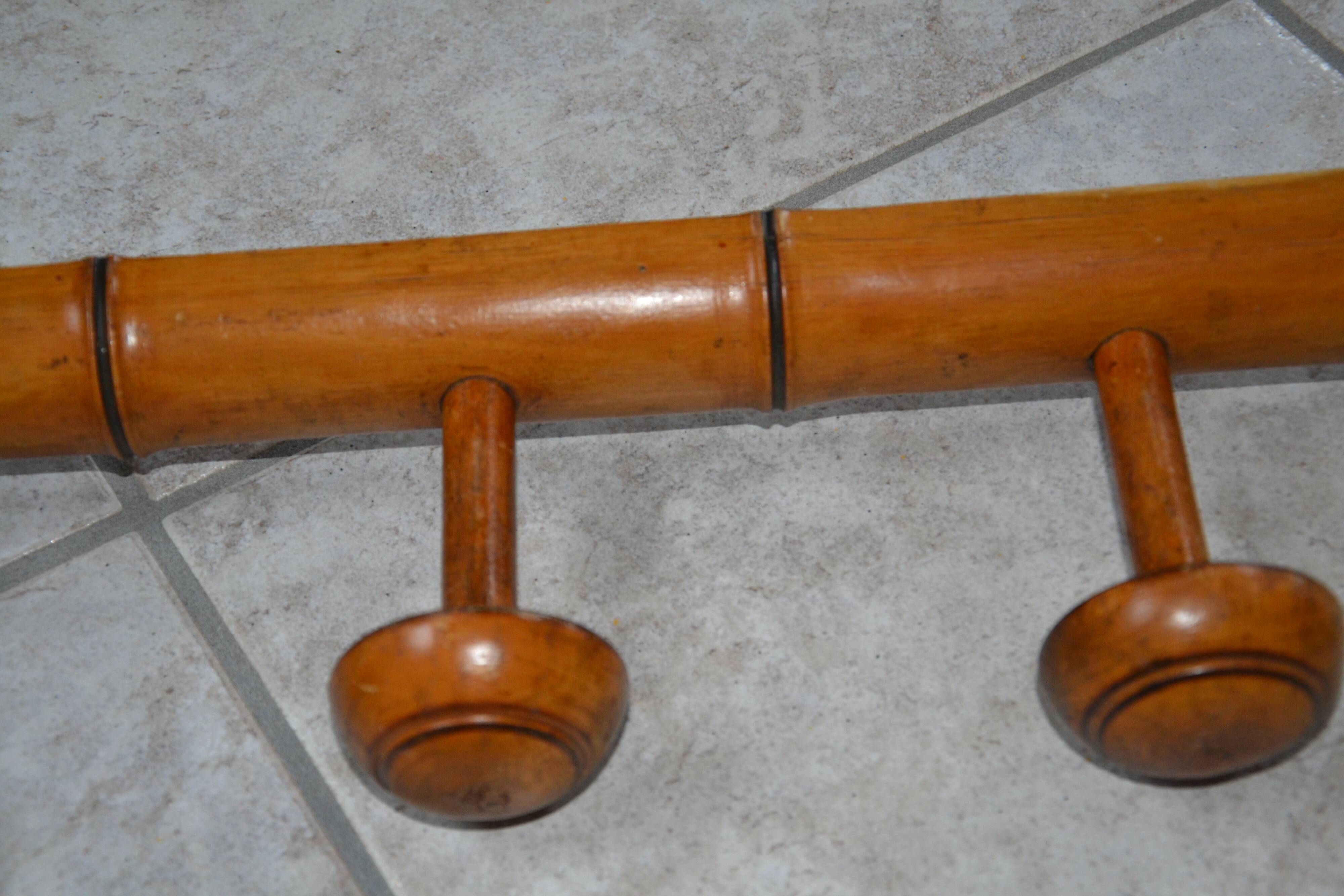 Antique turned wood coat rack imitation bamboo