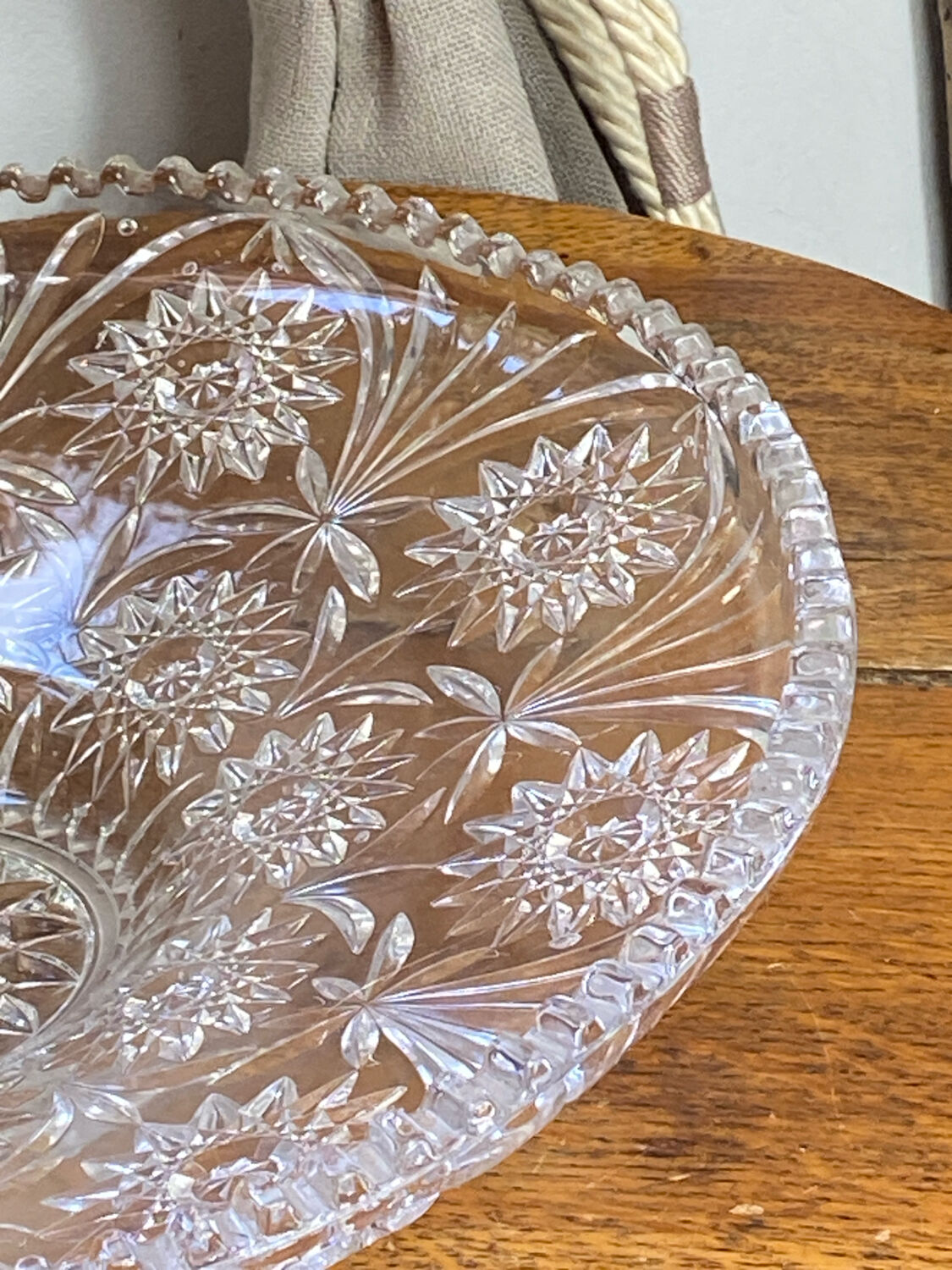 Large cut glass fruit bowl, 1950s
